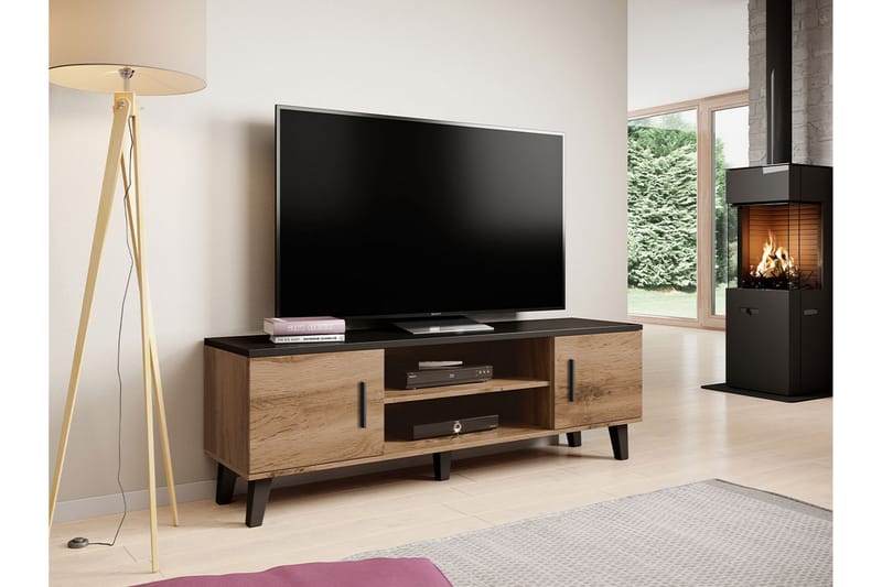 Kardos Tv-møbelsæt 160 cm - Natur/Sort - Møbler - TV borde & mediemøbler - Tv-møbelsæt