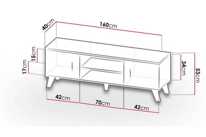 Kardos Tv-møbelsæt 160 cm - Natur/Sort - Møbler - TV borde & mediemøbler - Tv-møbelsæt