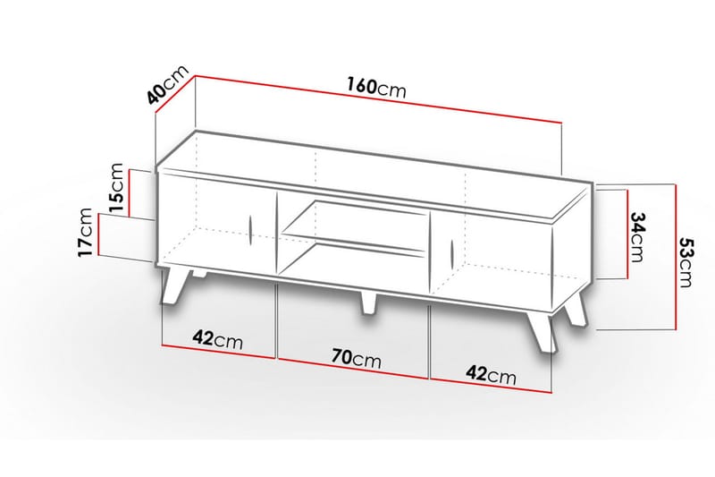 Kardos Tv-møbelsæt 160 cm - Natur/Sort - Tv-møbelsæt