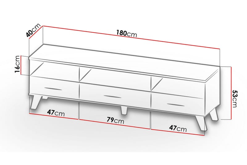 Kardos Tv-møbelsæt 180 cm - Natur/Sort - Møbler - TV borde & mediemøbler - Tv-møbelsæt