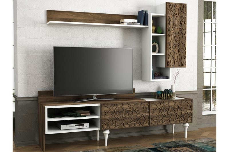 Lingvik TV-Bord/ væghylde - Valnød - Tv-møbelsæt