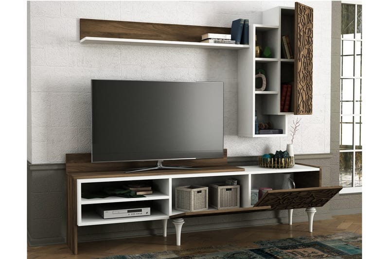 Lingvik TV-Bord/ væghylde - Valnød - Tv-møbelsæt