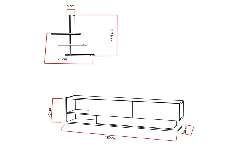 Lofita TV-Bord - Vit / teak - Møbler - TV borde & mediemøbler - Tv-møbelsæt