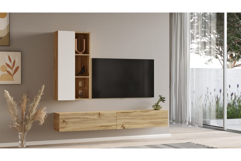 Lozyno Tv-møbelsæt 175 cm - Natur/Hvid - Tv-møbelsæt