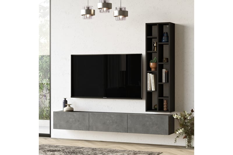 Lozyno Tv-møbelsæt 175 cm - Sølv/Sort - Tv-møbelsæt