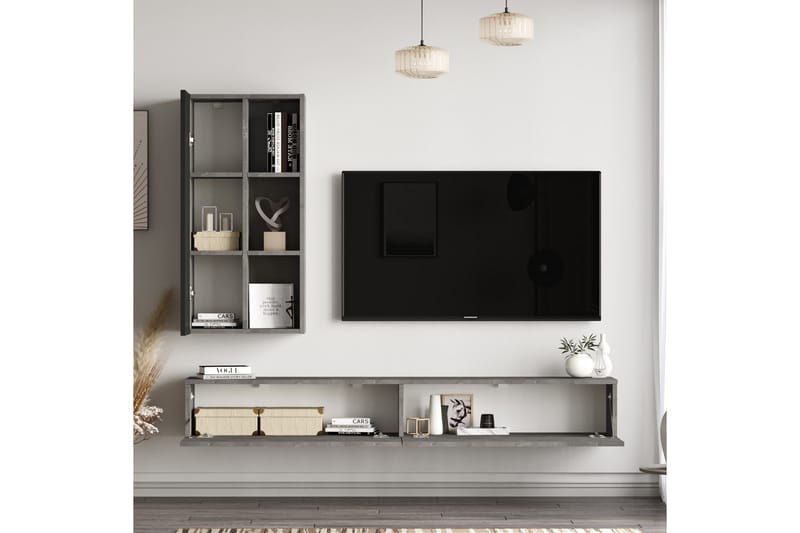 Lozyno Tv-møbelsæt 175 cm - Sølv/Sort - Tv-møbelsæt