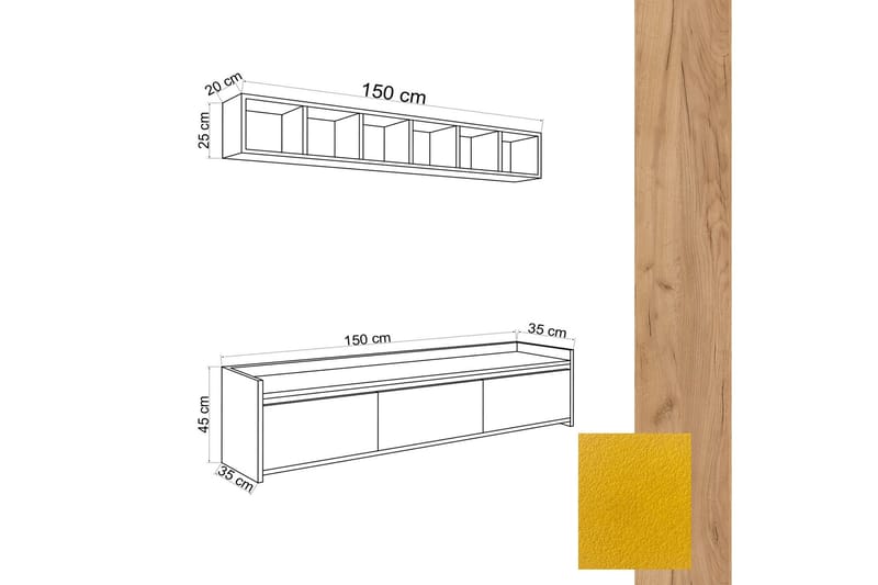 Mediabänk Ek|Gul - Møbler - TV borde & mediemøbler - Tv-møbelsæt