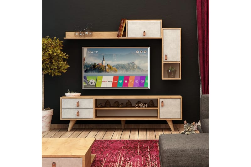Mod Design Medieopbevaring - Træ / hvid - Tv-møbelsæt