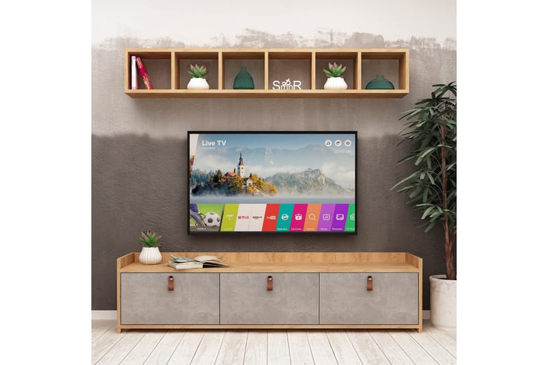 Mod Design TV-Bord med væghylde - Grå / træ - Møbler - TV borde & mediemøbler - Tv-møbelsæt