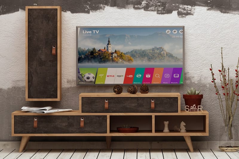 Mod Design TV-Bord/ skab - Grå / træ - Tv-møbelsæt
