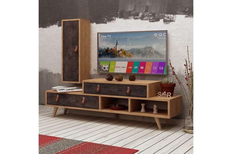 Mod Design TV-Bord/ skab - Grå / træ - Møbler - TV borde & mediemøbler - Tv-møbelsæt