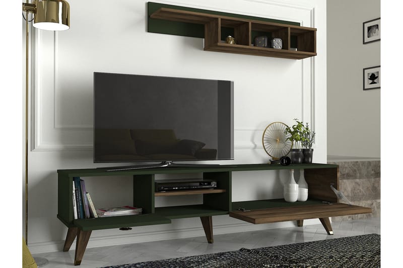 Mohed TV-Møblesæt 180 cm - Brun / grøn - Tv-møbelsæt