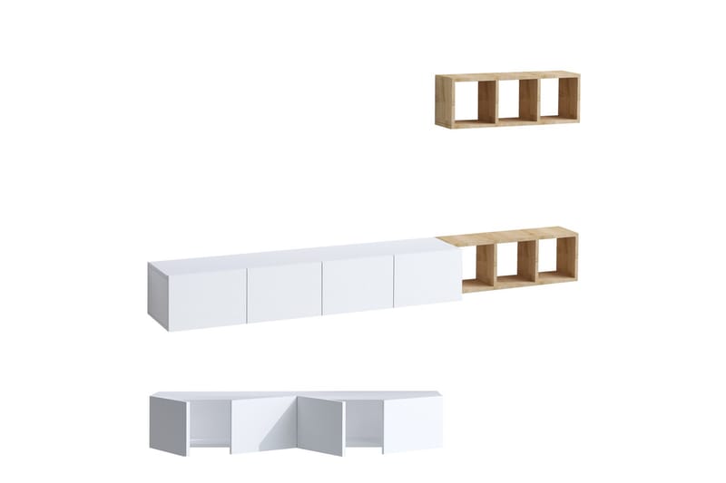 Pa Tv-møbelsæt 215x32 cm Hvid/Brun - Hanah Home - Møbler - TV borde & mediemøbler - Tv-møbelsæt