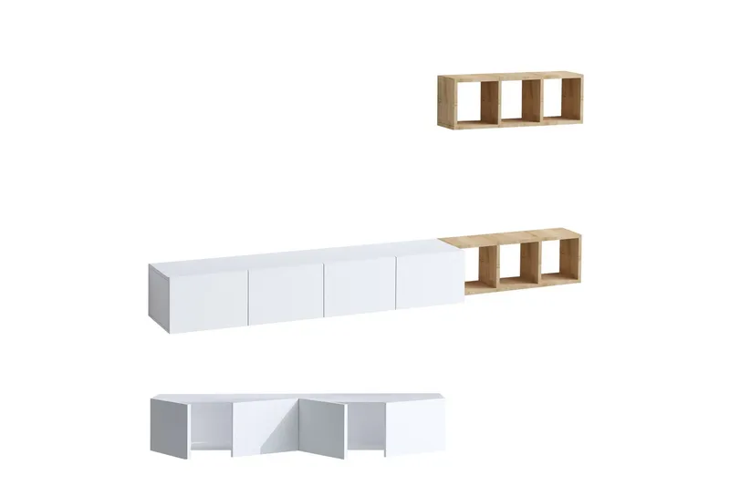 Pa Tv-møbelsæt 215x32 cm Hvid/Brun, Hanah Home