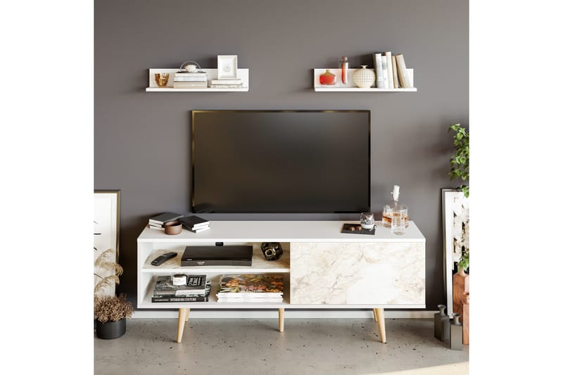 Rinorea TV-møbelsæt 160x59 cm - Hvid - Tv-møbelsæt