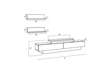 Rinorea TV-møbelsæt 180x40 cm - Hvid - Møbler - TV borde & mediemøbler - Tv-møbelsæt