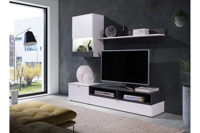 Roco TV-møbelsæt & LED - Hvid - Tv-møbelsæt
