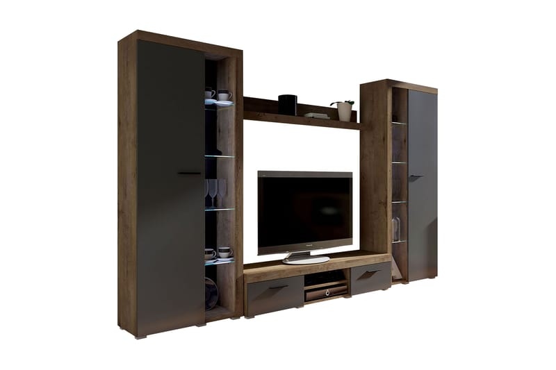 Rumba TV-møbelsæt 300x34x190 cm - Beige / Brun - Tv-møbelsæt