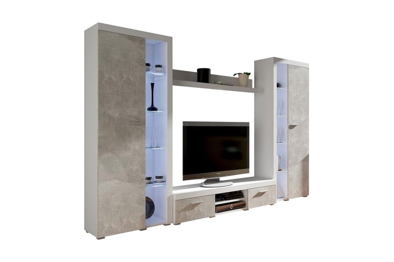 Rumba TV-møbelsæt 300x34x190 cm - Hvid - Møbler - TV borde & mediemøbler - Tv-møbelsæt