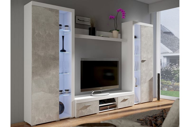 Rumba TV-møbelsæt 300x34x190 cm - Hvid - Møbler - TV borde & mediemøbler - Tv-møbelsæt