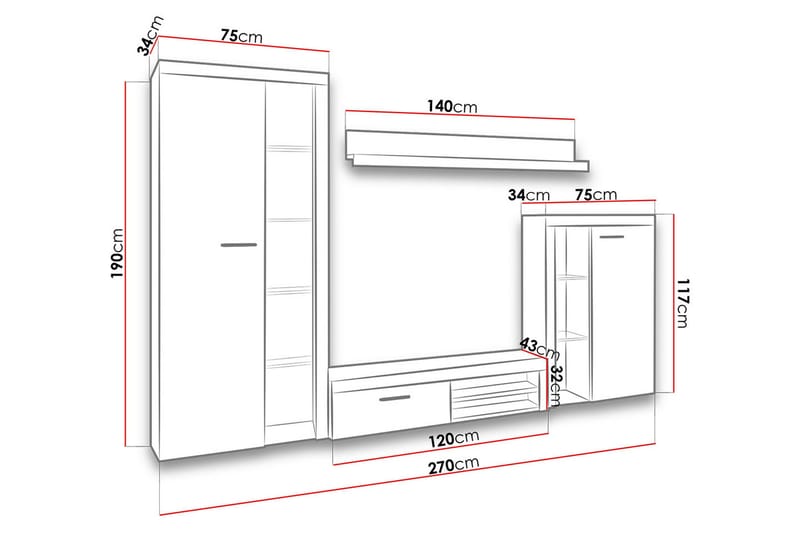 Rumba TV-Møbelsæt - Beige / Grå - Møbler - TV borde & mediemøbler - Tv-møbelsæt