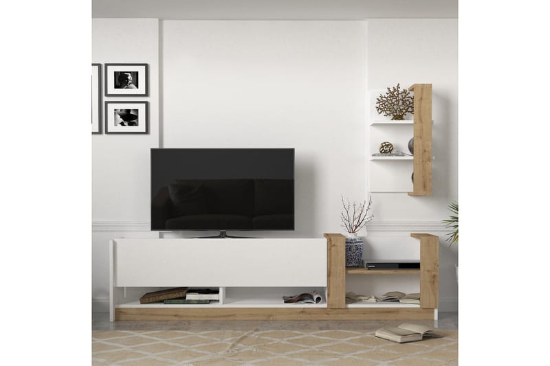 Sapphira TV-bænk - Hvid / træ - Tv-møbelsæt