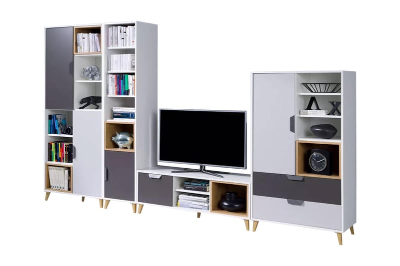 Sayuki Tv-møbelsæt 120 cm - Hvid/Grå - Møbler - TV borde & mediemøbler - Tv-møbelsæt