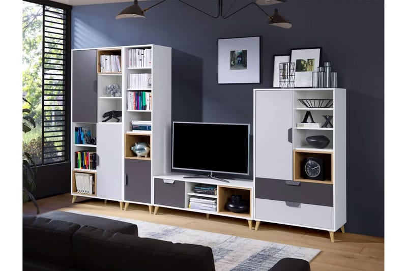 Sayuki Tv-møbelsæt 120 cm - Hvid/Grå - Tv-møbelsæt