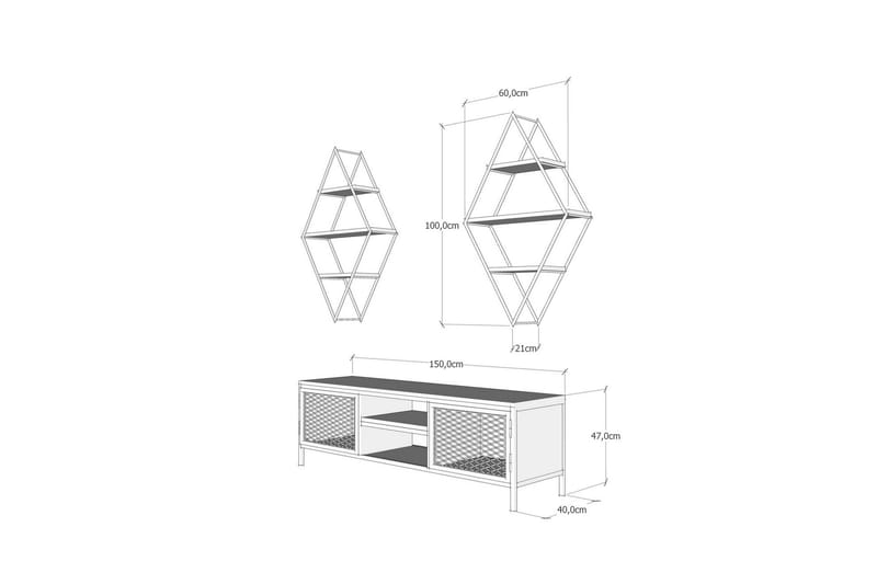 Tebbs TV-Møbelsæt 150 cm - Træ/Natur/Sort - Tv-møbelsæt