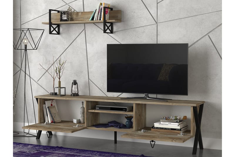 Tera Home TV-bænk Korsben - Beige - Tv-møbelsæt