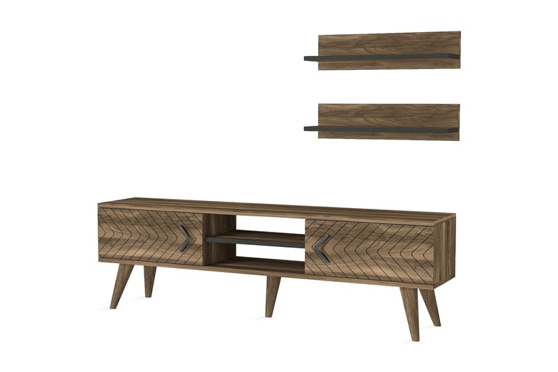 Tera Home TV-Bord med væghylde - Valnød - Møbler - TV borde & mediemøbler - Tv-møbelsæt