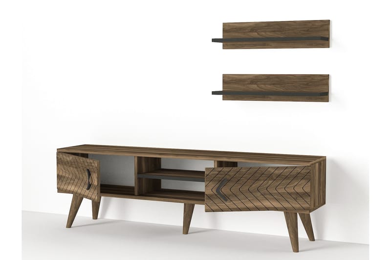 Tera Home TV-Bord med væghylde - Valnød - Møbler - TV borde & mediemøbler - Tv-møbelsæt