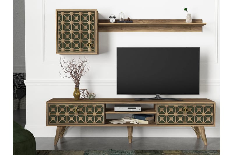 Tera Home TV-Bord/ væghylde-dekor - Valnød - Tv-møbelsæt