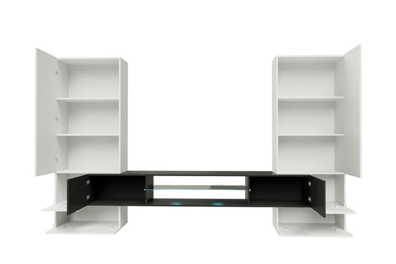 Tori TV-møbler & LED 278x46x162 cm - Sort / hvid - Tv-møbelsæt