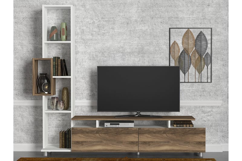Tulima tv-bord - Hvid / valnød - Møbler - TV borde & mediemøbler - Tv-møbelsæt