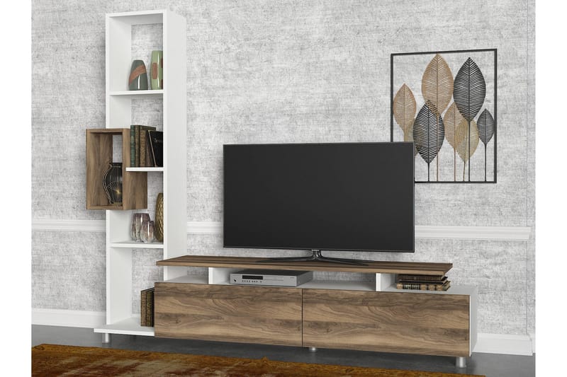 Tulima tv-bord - Hvid / valnød - Møbler - TV borde & mediemøbler - Tv-møbelsæt