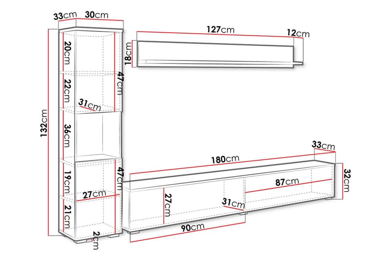 TV-møbelsæt - Hvid - Møbler - TV borde & mediemøbler - Tv-møbelsæt