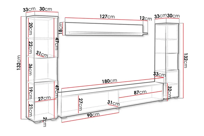 TV-møbelsæt - Hvid - Møbler - TV borde & mediemøbler - Tv-møbelsæt