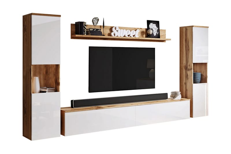 TV-møbelsæt - Natur/Hvid - Tv-møbelsæt