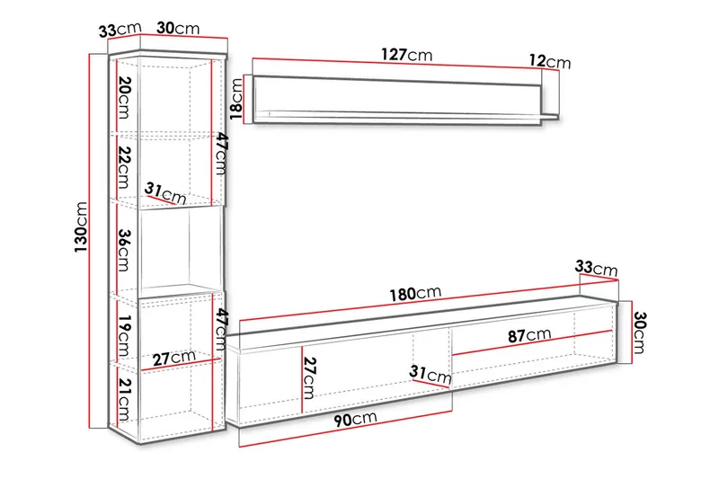 TV-møbelsæt - Natur/Hvid - Møbler - TV borde & mediemøbler - Tv-møbelsæt