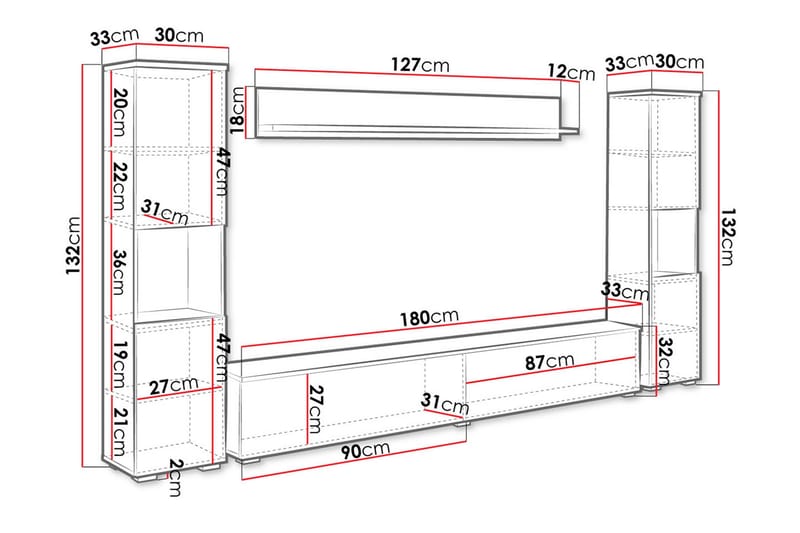 TV-møbelsæt - Natur/Hvid - Møbler - TV borde & mediemøbler - Tv-møbelsæt