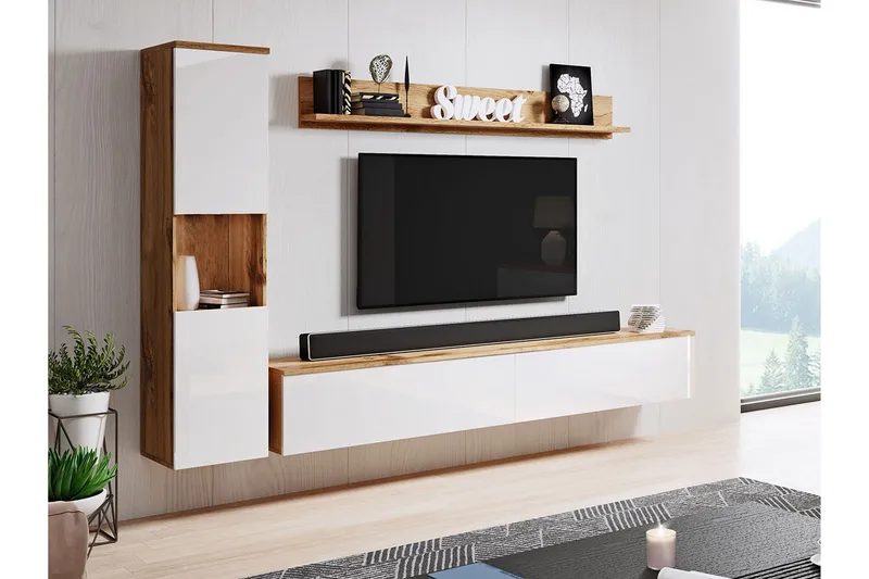 TV-møbelsæt, Natur/Hvid