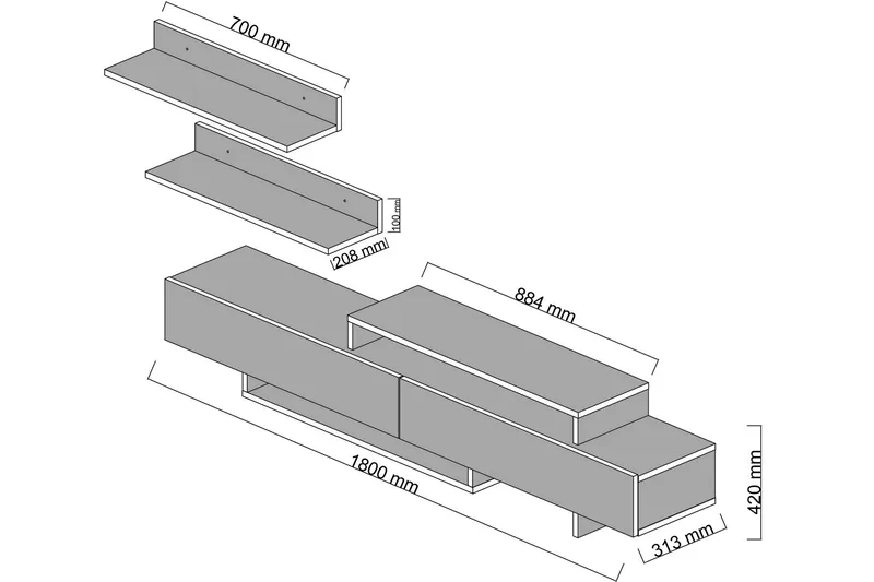 Vanayla TV-Bord - Teak / hvid - Møbler - TV borde & mediemøbler - Tv-møbelsæt