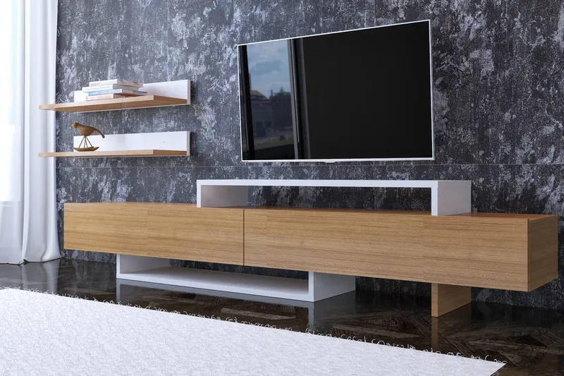 Vanayla TV-Bord, Teak / hvid