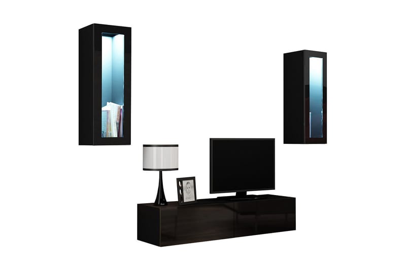 Vigo TV-møbelsæt 210x40x180 cm - Sort / hvid - Møbler - TV borde & mediemøbler - Tv-møbelsæt