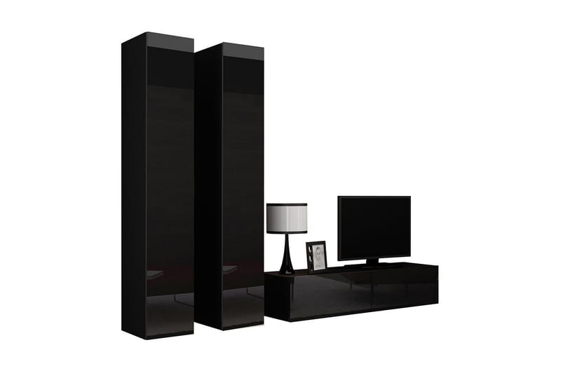 Vigo TV-møbelsæt 220x40x180 cm - Sort / hvid - Møbler - TV borde & mediemøbler - Tv-møbelsæt