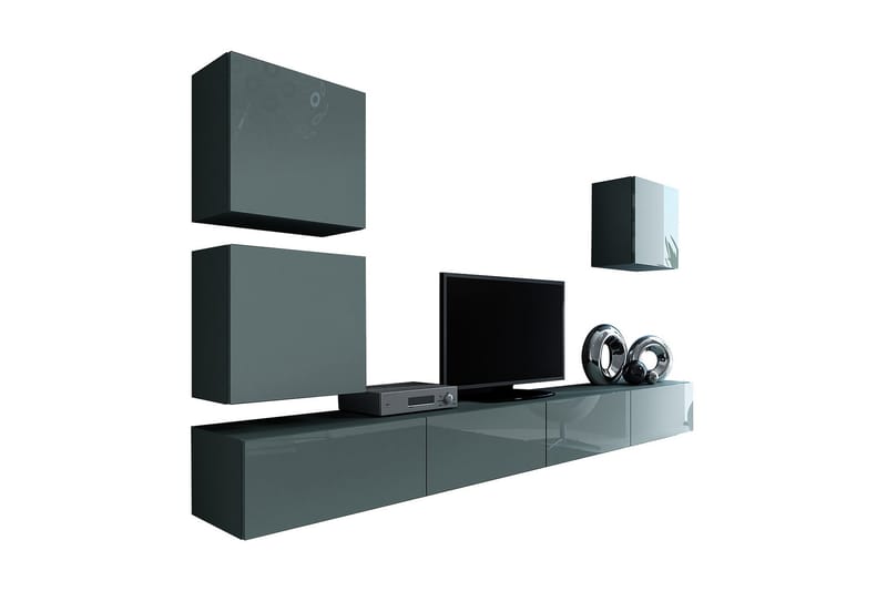 Vigo TV-møbelsæt 280x40x180 cm - Grå - Møbler - TV borde & mediemøbler - Tv-møbelsæt