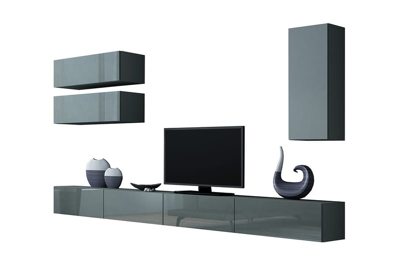 Vigo TV-møbelsæt 280x40x180 cm - Grå - Møbler - TV borde & mediemøbler - Tv-møbelsæt