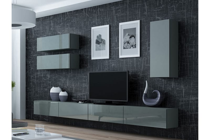 Vigo TV-møbelsæt 280x40x180 cm - Grå - Møbler - TV borde & mediemøbler - Tv-møbelsæt