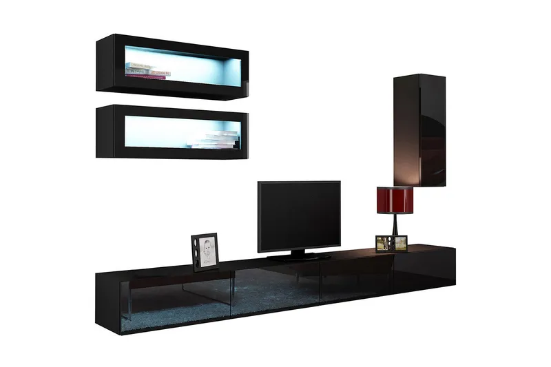 Vigo TV-møbelsæt 280x40x180 cm - Hvid - Møbler - TV borde & mediemøbler - Tv-møbelsæt